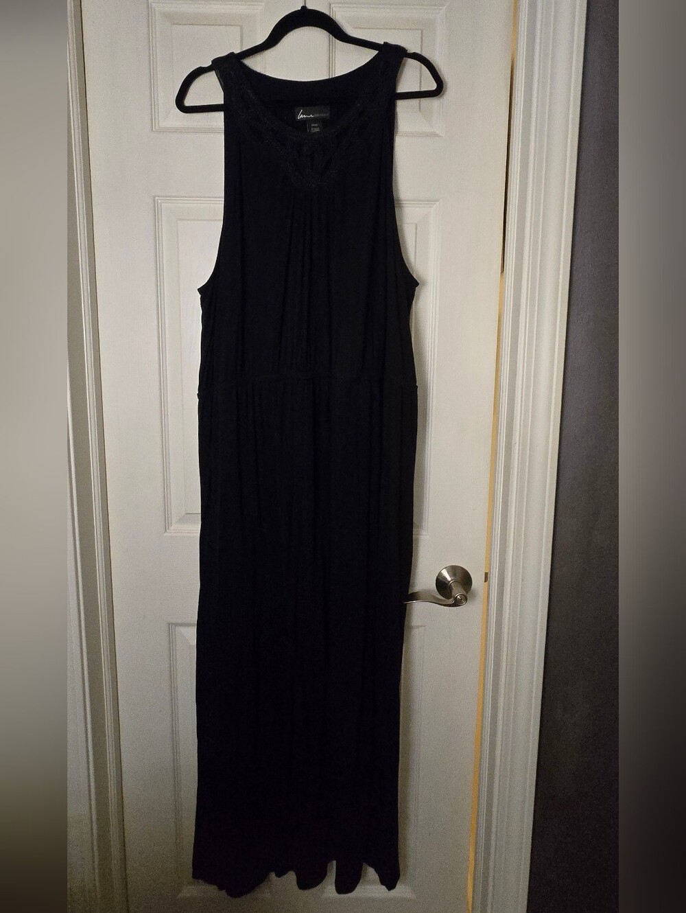 Lane Bryant Black Sleeveless Maxi Dress with Beaded Yoke